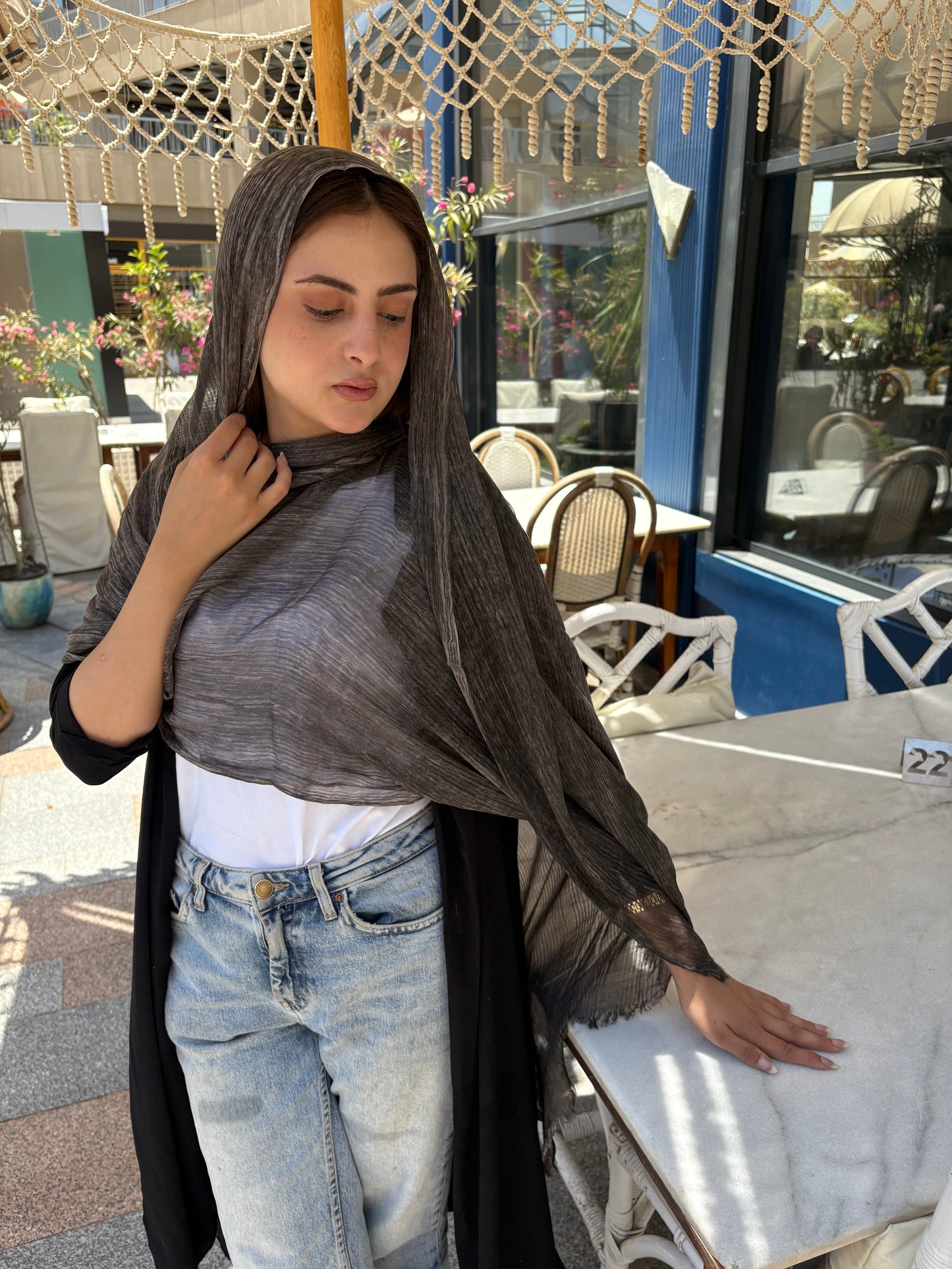 Messy Chiffon Hijab ( Dark Brown)