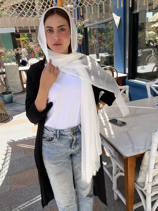 Messy Chiffon Hijab ( Off White )