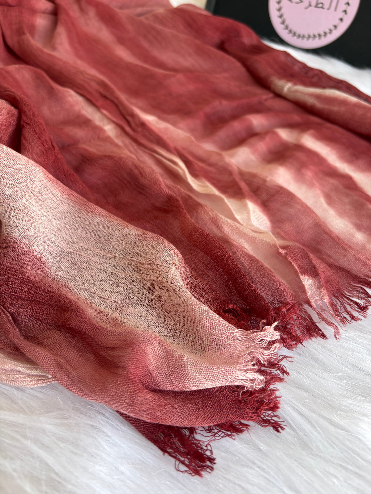 Colourful Linen Scarf ( Light Red )
