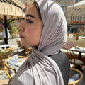 Elegant Kuwaiti Scarf With Bandana (Soft Gray )