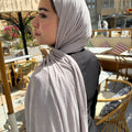 Elegant Kuwaiti Scarf With Bandana (Soft Gray )