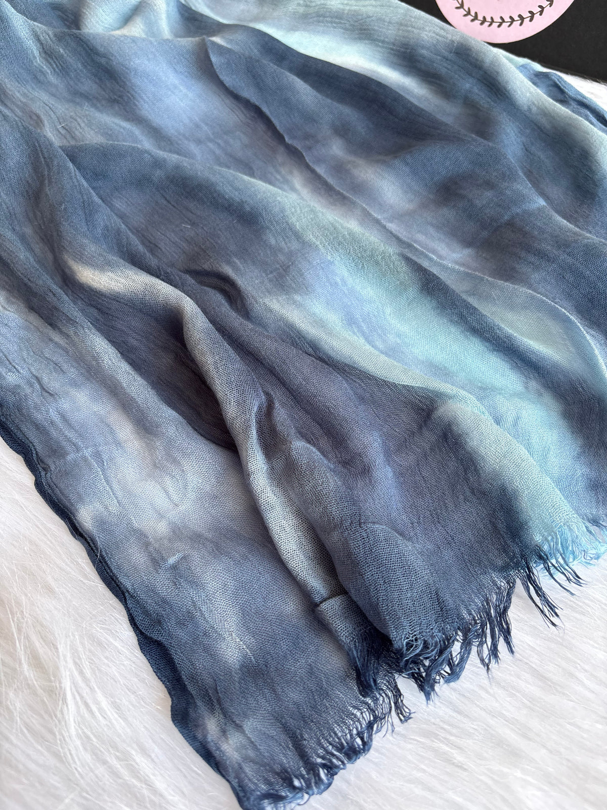 Colourful Linen Scarf ( Blue )