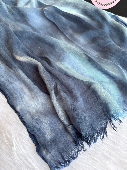 Colourful Linen Scarf ( Blue )