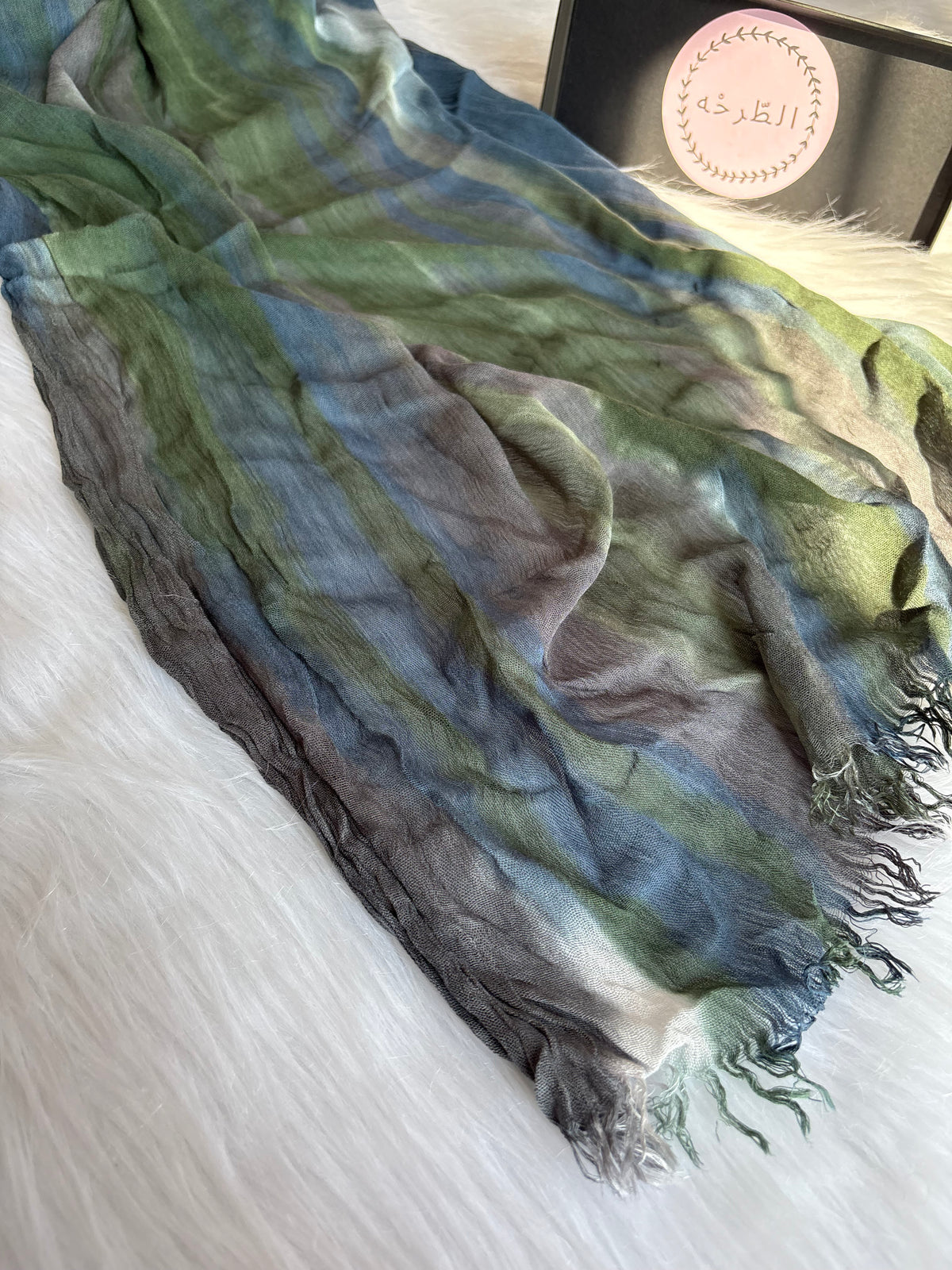 Colourful Linen Scarf ( Mix Green )