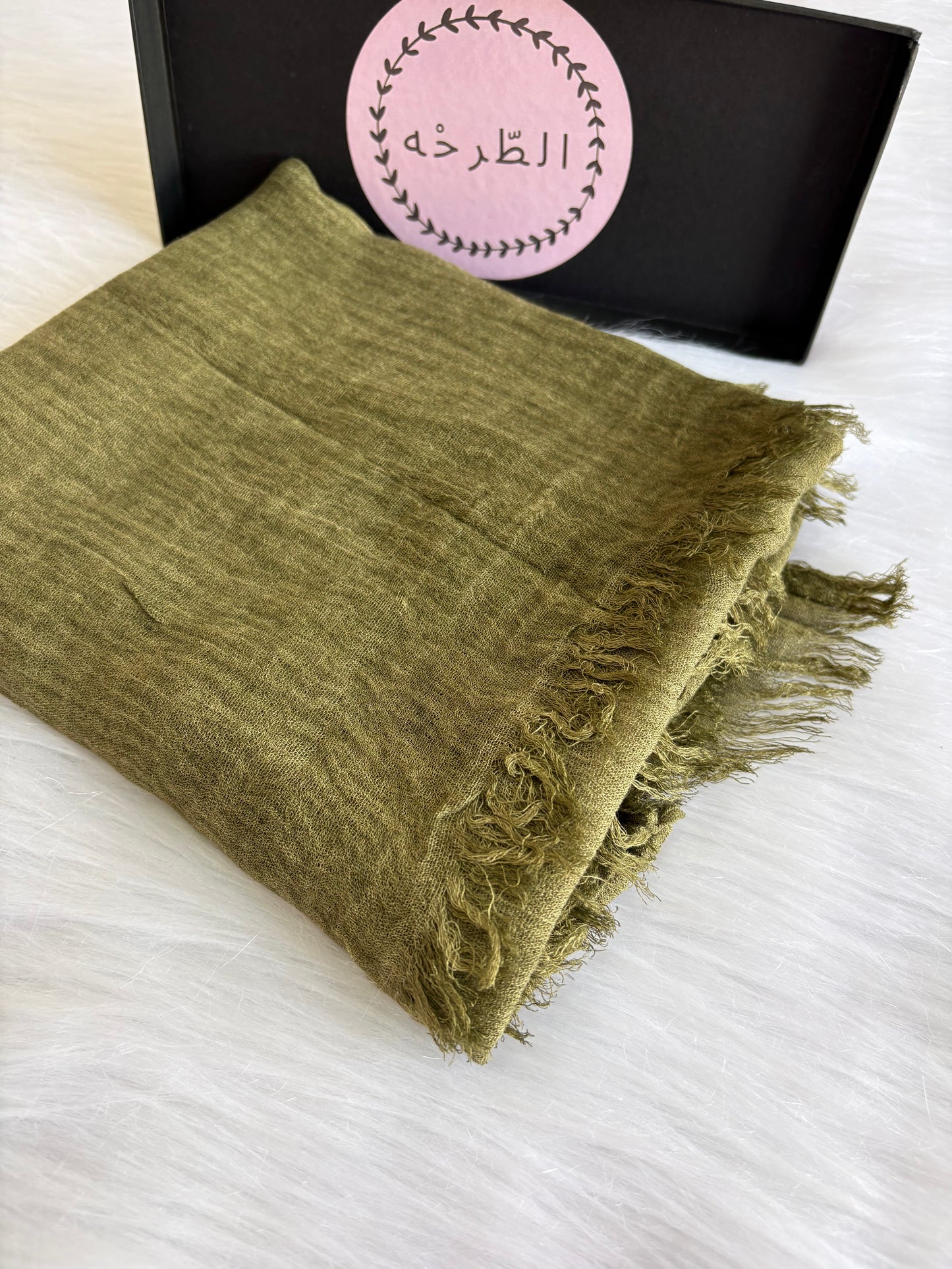 Ruffled Linen Hijab ( Kiwi )