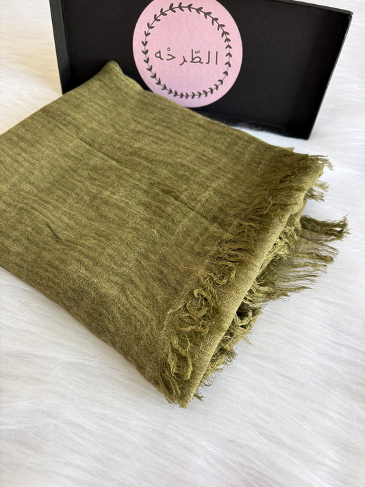 Ruffled Linen Hijab ( Kiwi )