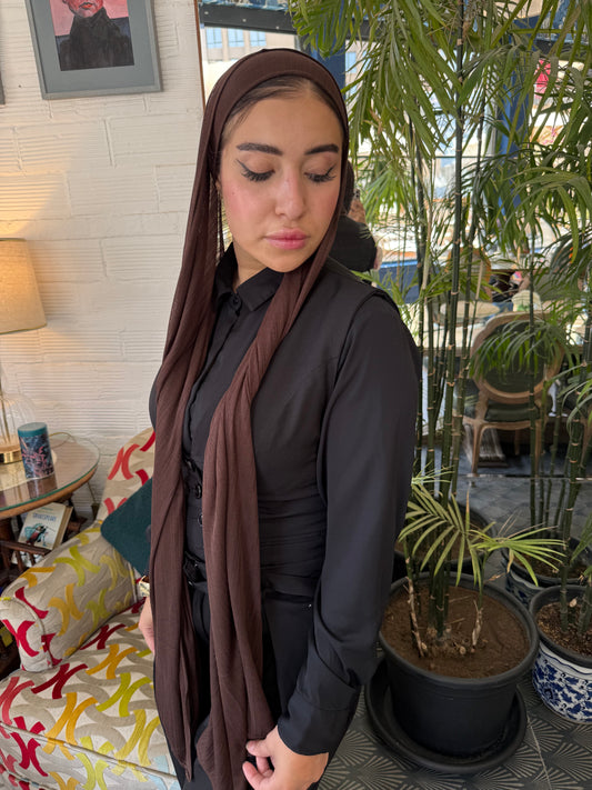 Elegant Kuwaiti Scarf With Bandana ( Brown )