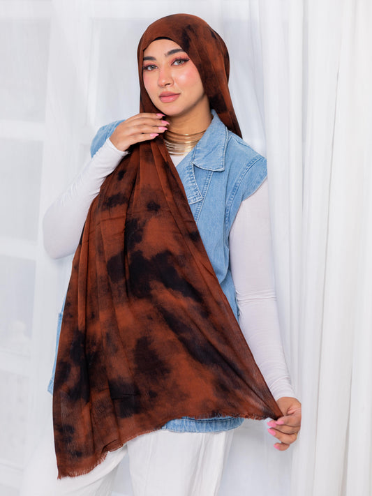 Garnished Linen hijab (Vlvet Brown )