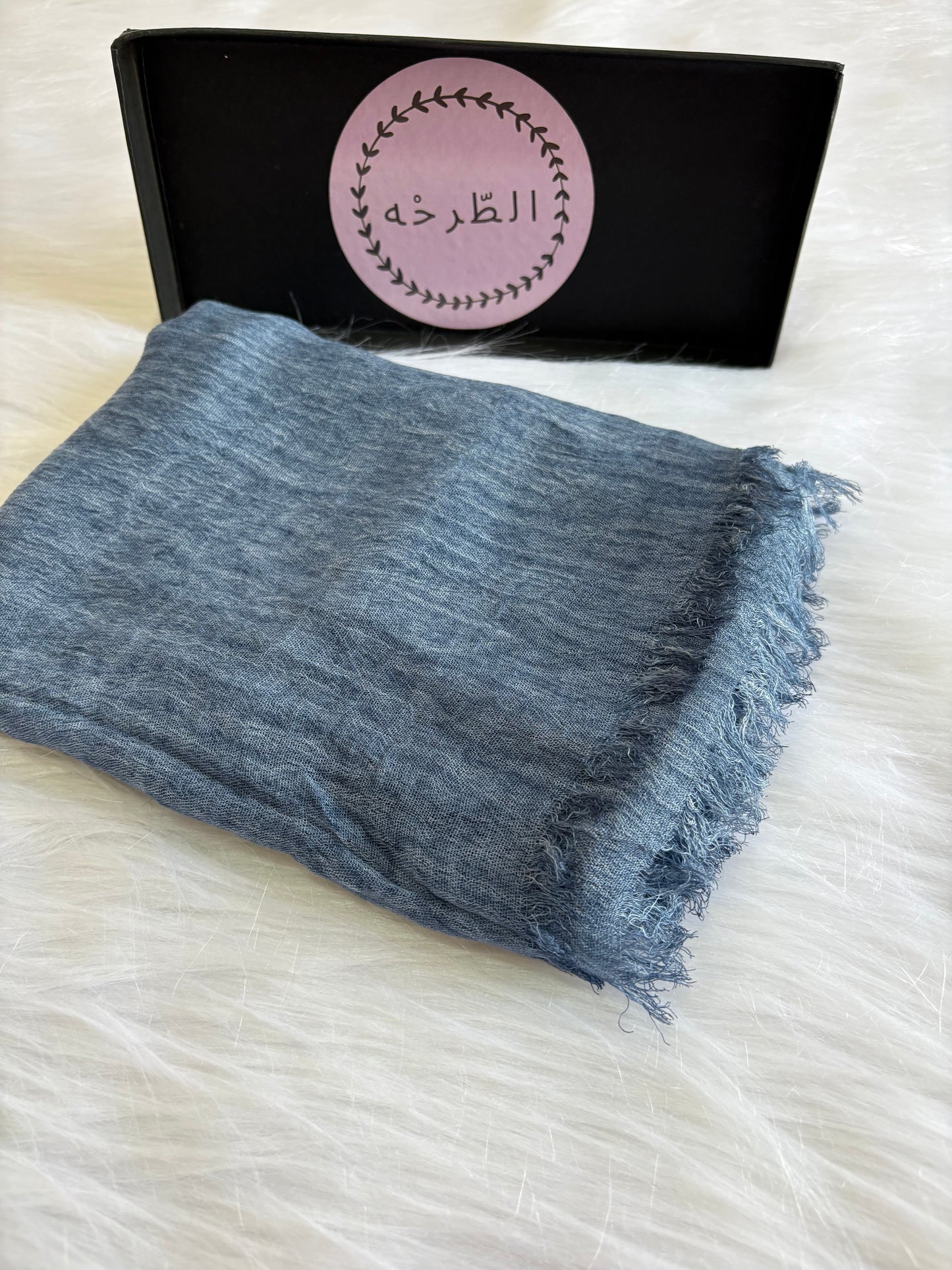 Ruffled Linen Hijab ( Soft Blue )