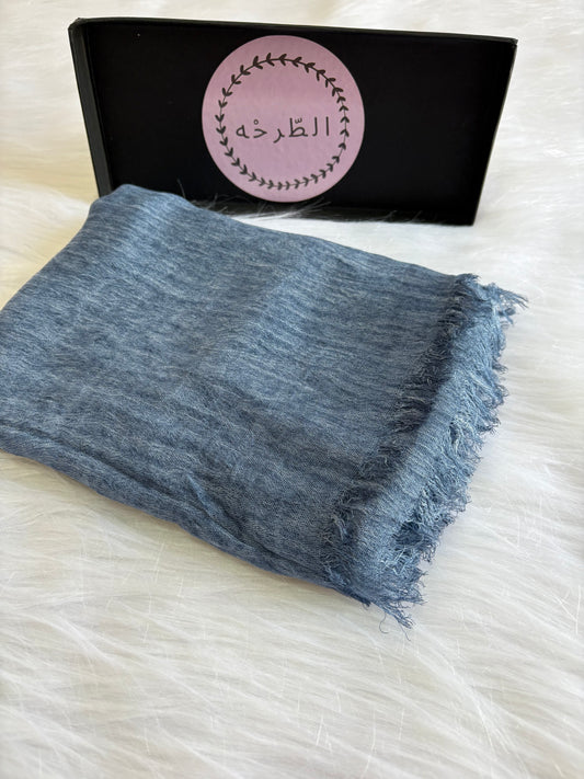 Ruffled Linen Hijab ( Soft Blue )