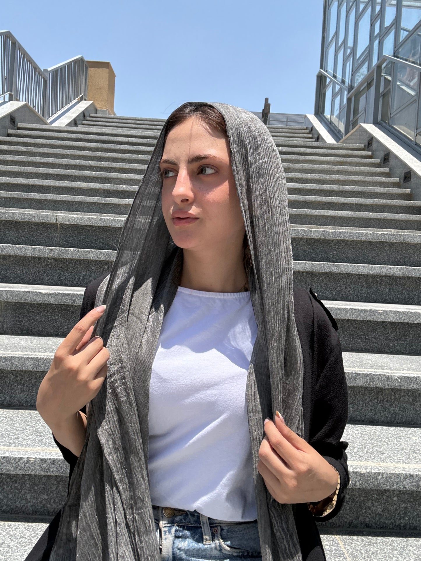Messy Chiffon Hijab ( Gray)