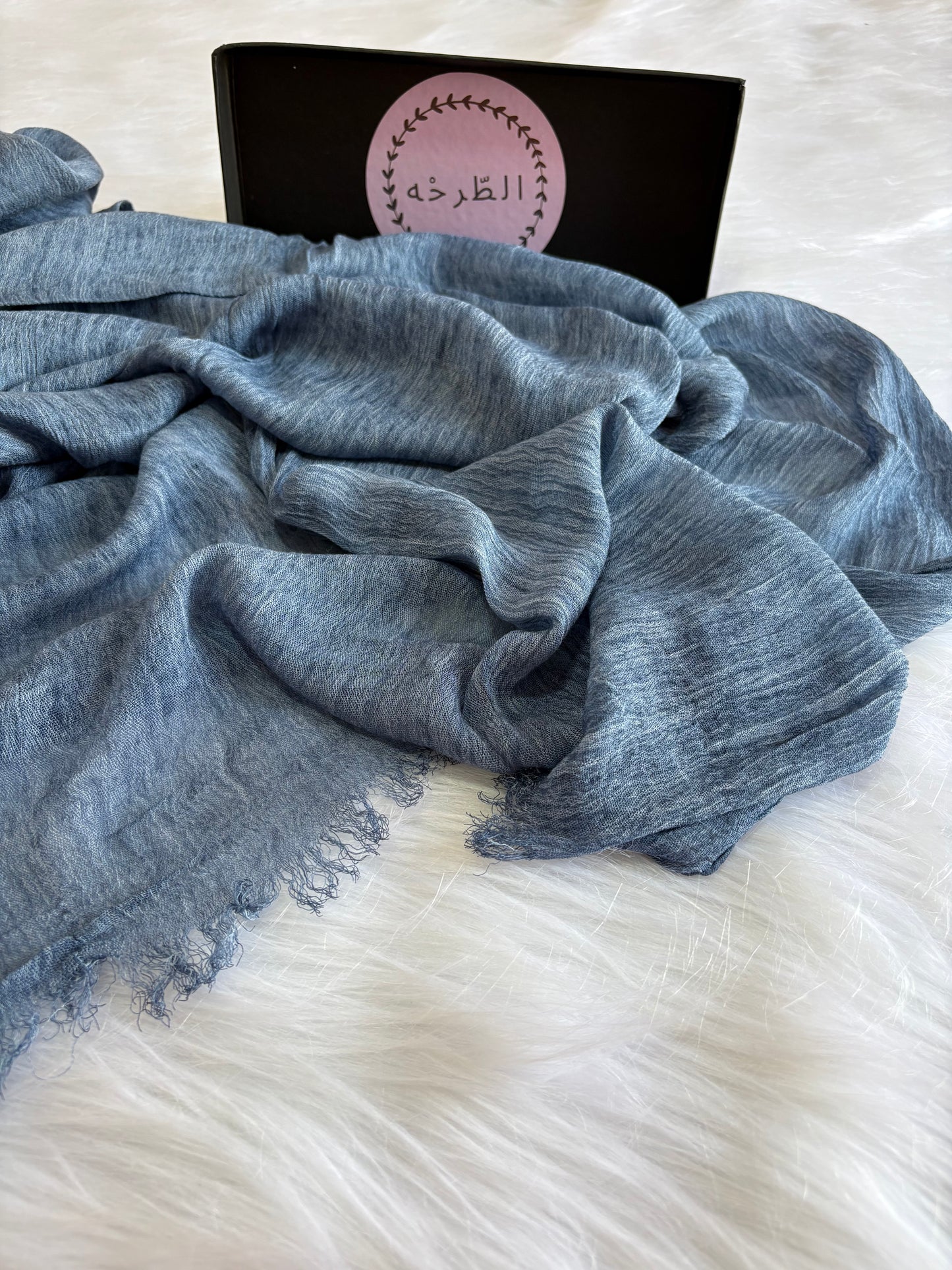 Ruffled Linen Hijab ( Soft Blue )