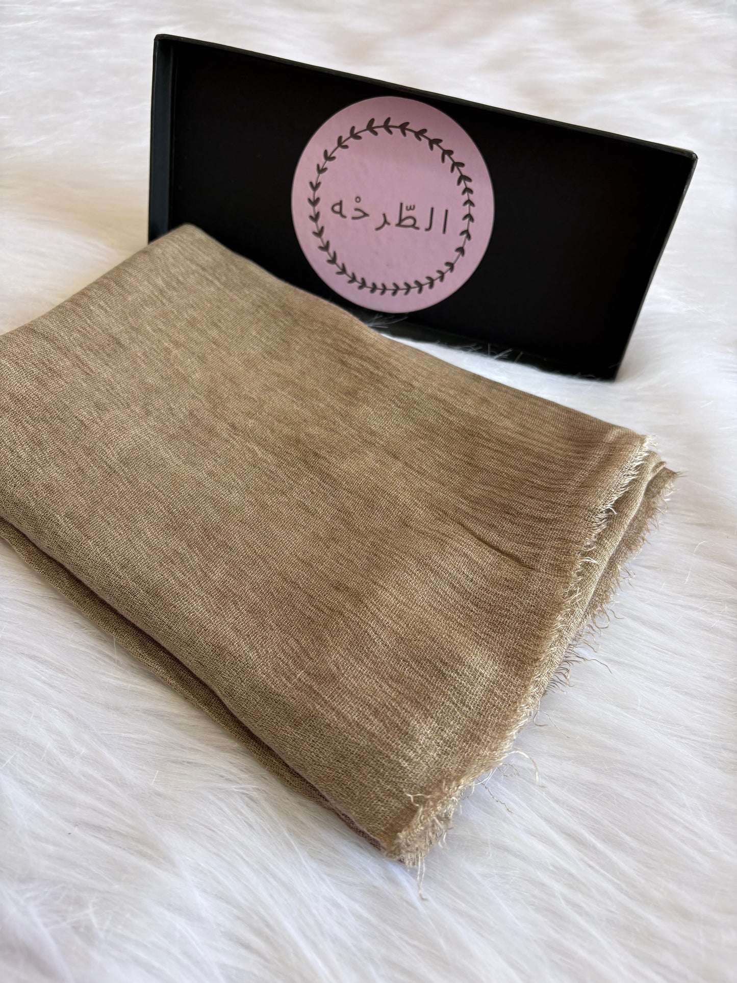 Ruffled Linen Hijab ( Ash Brown)