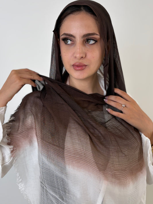 Messy Chiffon Digerdee ( Brown*Off white )
