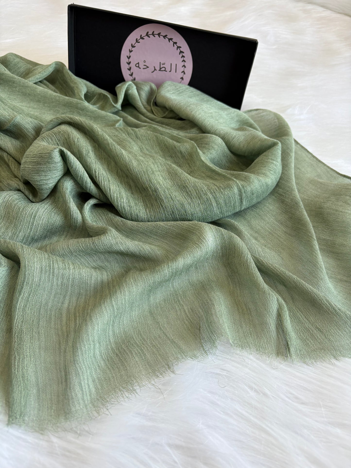 Ruffled Linen Hijab ( Light green)