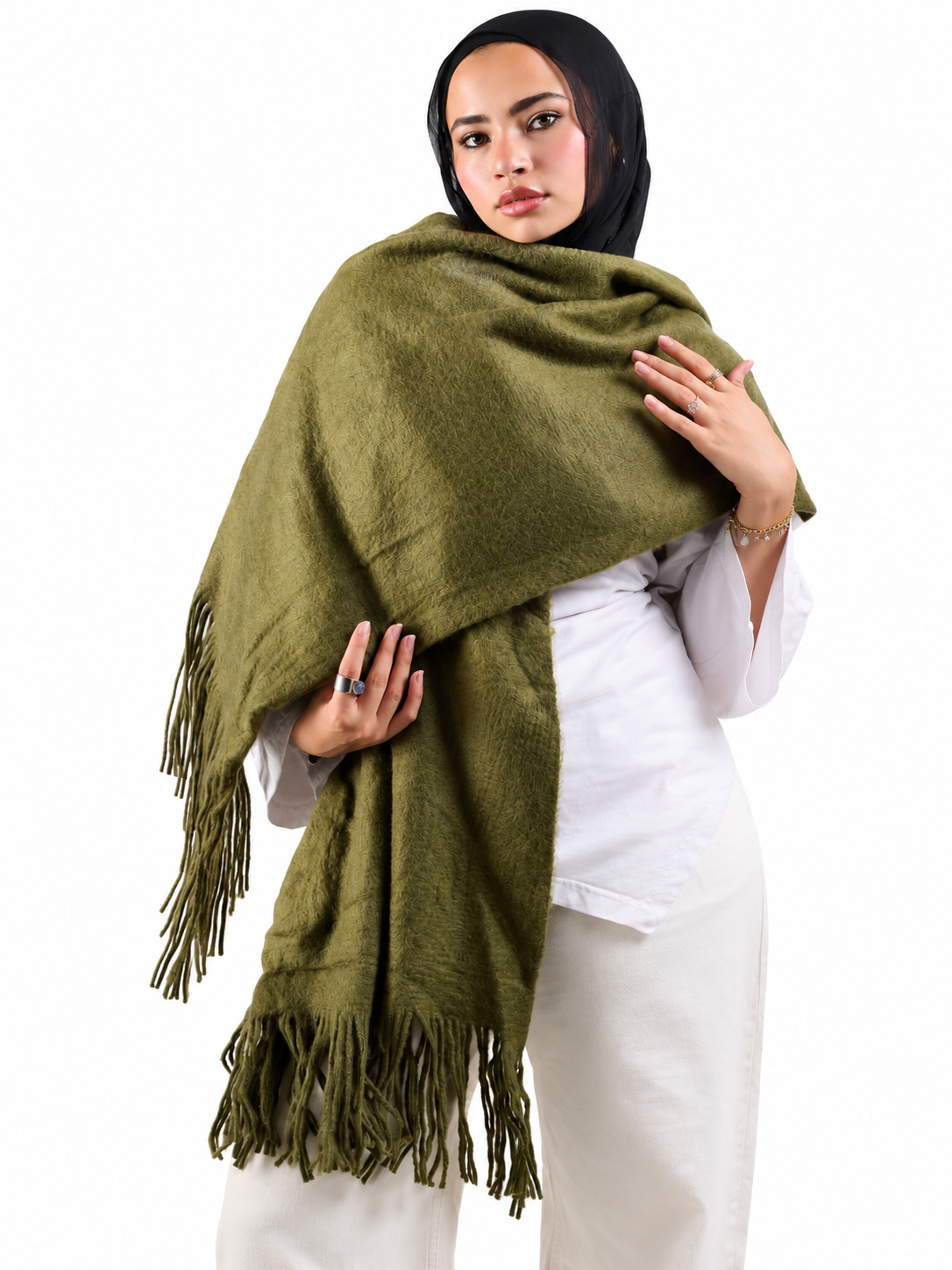 Winter Shawl  ( Olive )