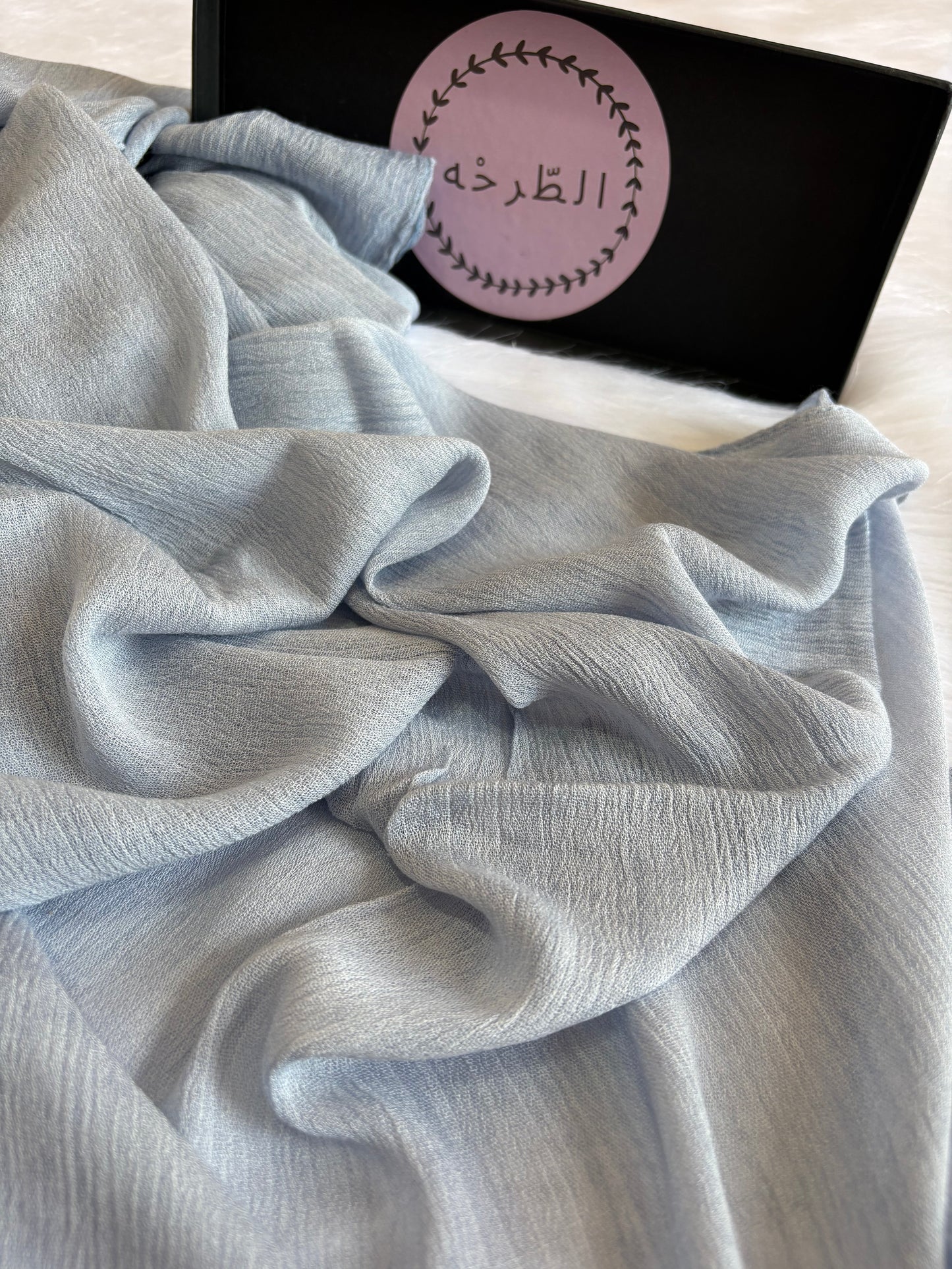 Ruffled Linen Hijab ( Baby blue)