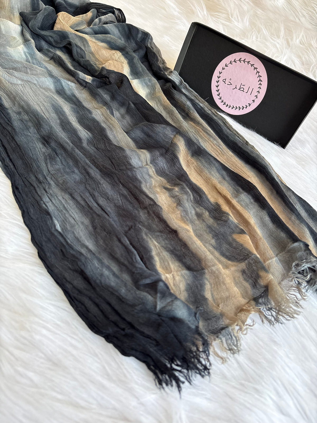 Colourful Linen Scarf ( Mix Black )