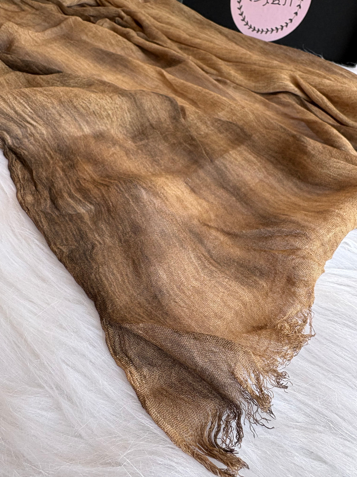 Colourful Linen Scarf ( Light Brwon )