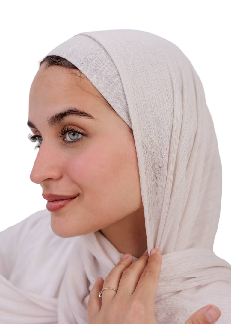 Elegant Kuwaiti Scarf With Bandana ( Off White )