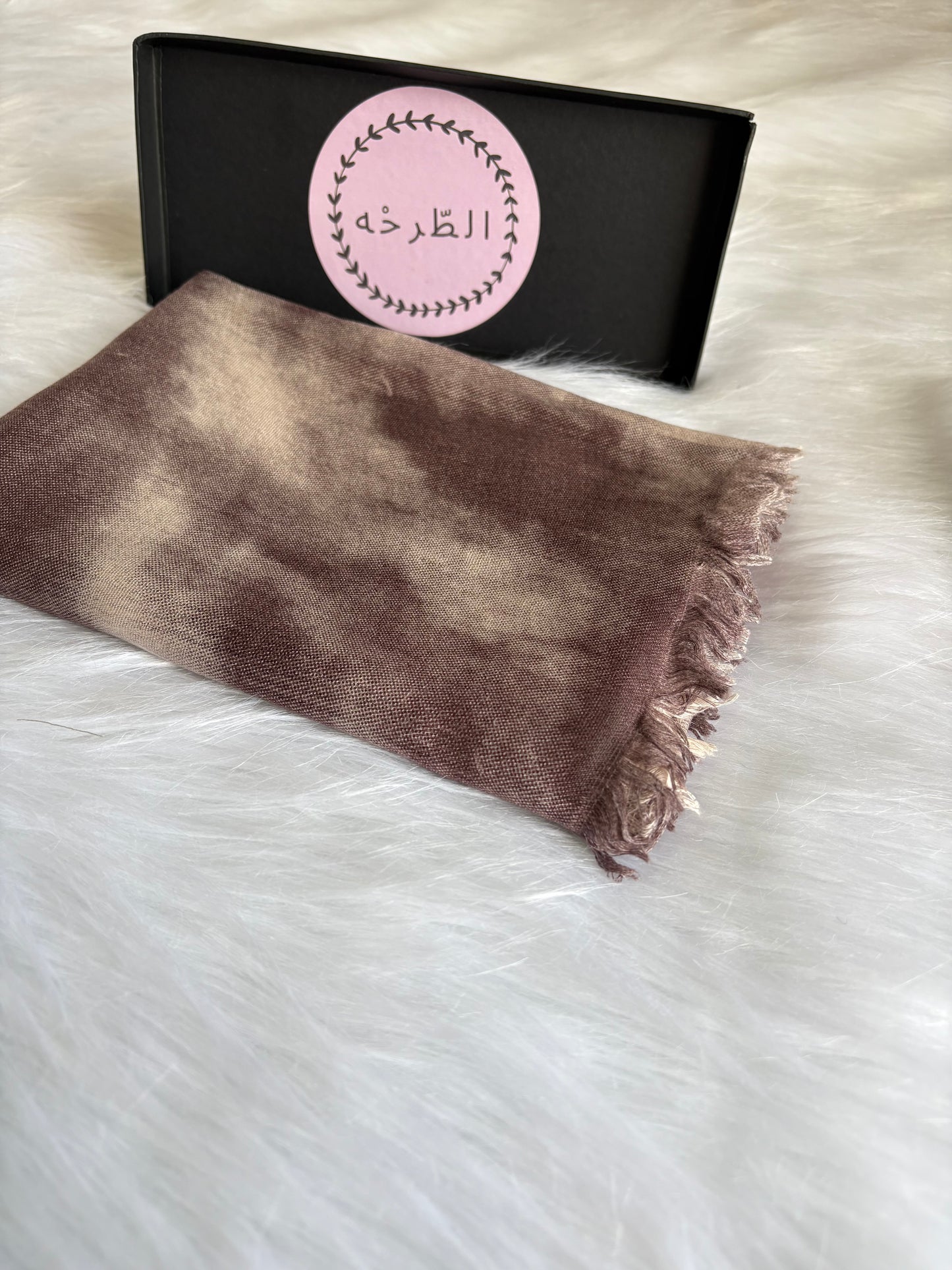 Garnished Linen hijab ( Vlvet Dark Beige )