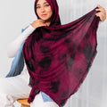 Garnished Linen hijab (Vlvet Burgandy)