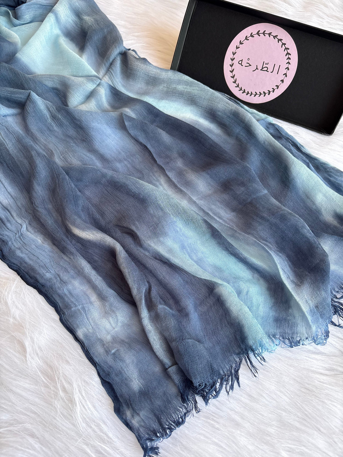 Colourful Linen Scarf ( Blue )