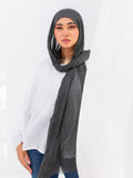 Ruffled Linen Hijab ( Dark grey)