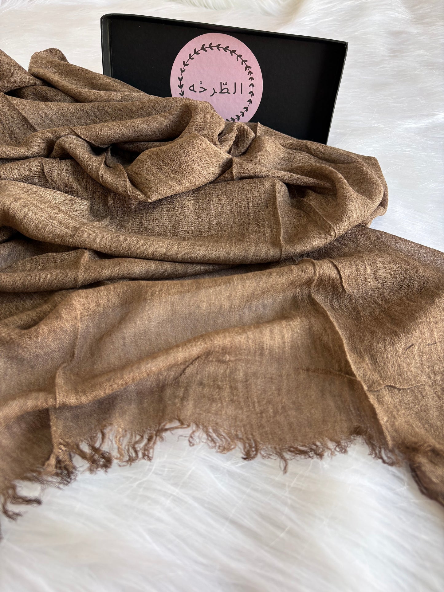 Ruffled Linen Hijab ( Brown)
