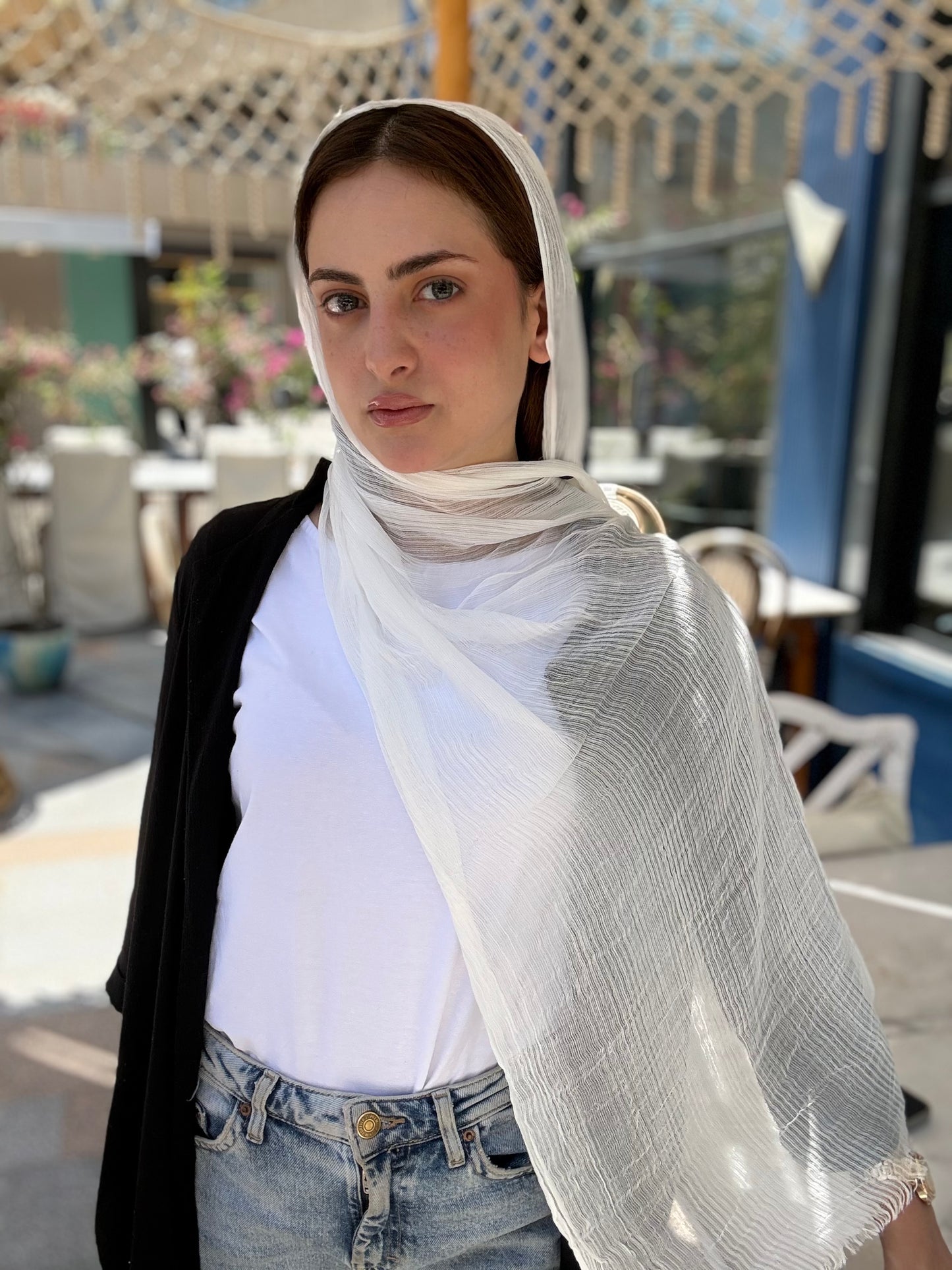 Messy Chiffon Hijab ( Off White )
