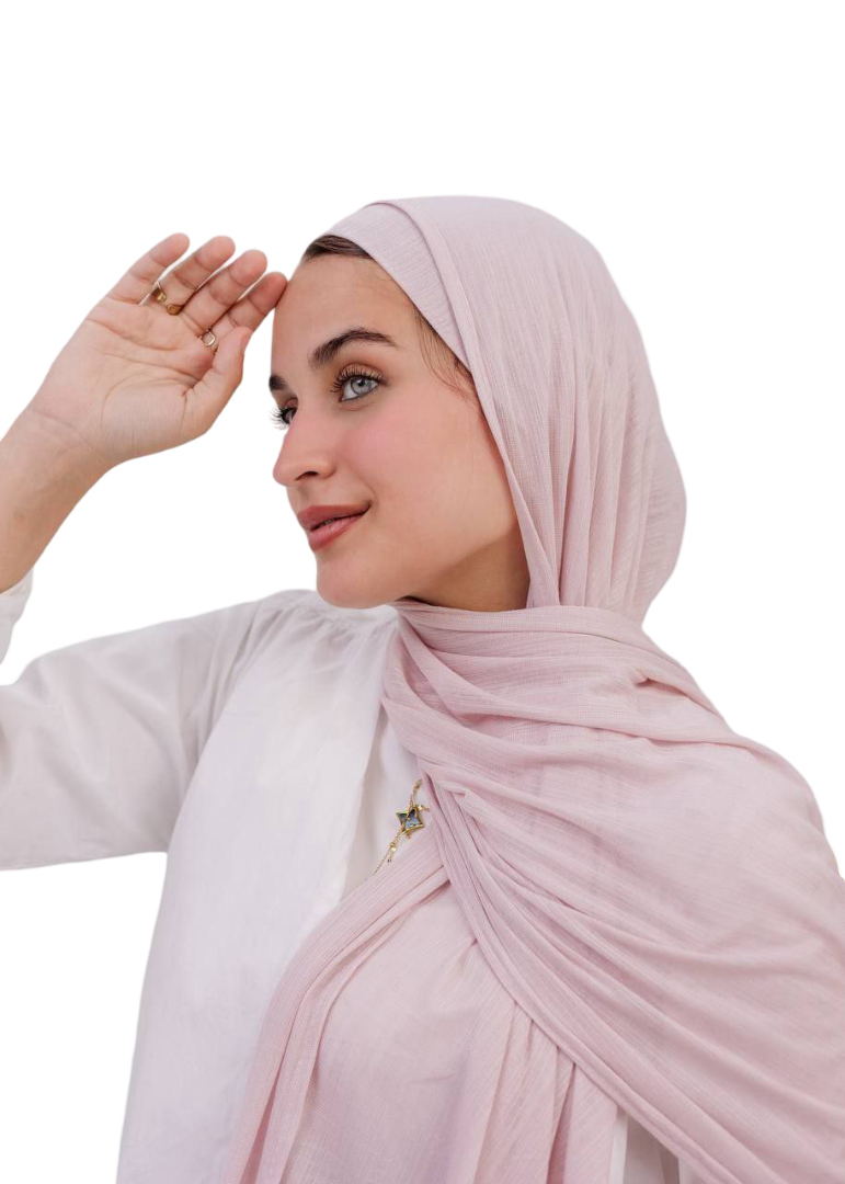 Elegant Kuwaiti Scarf With Bandana ( Powder Pink )