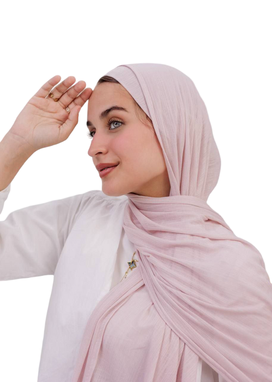 Elegant Kuwaiti Scarf With Bandana ( Powder Pink )