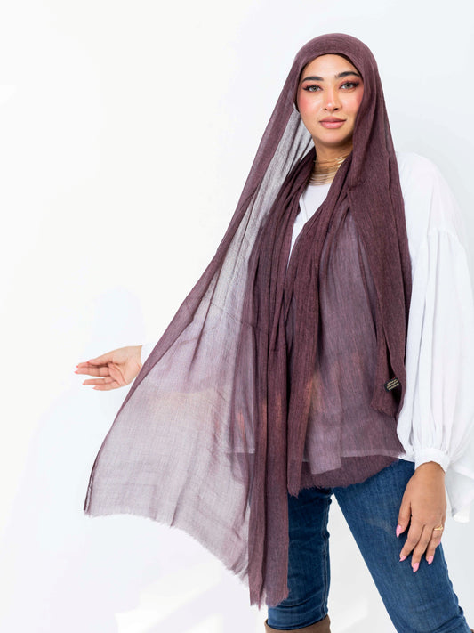Ruffled Linen Hijab ( Dark Purple)